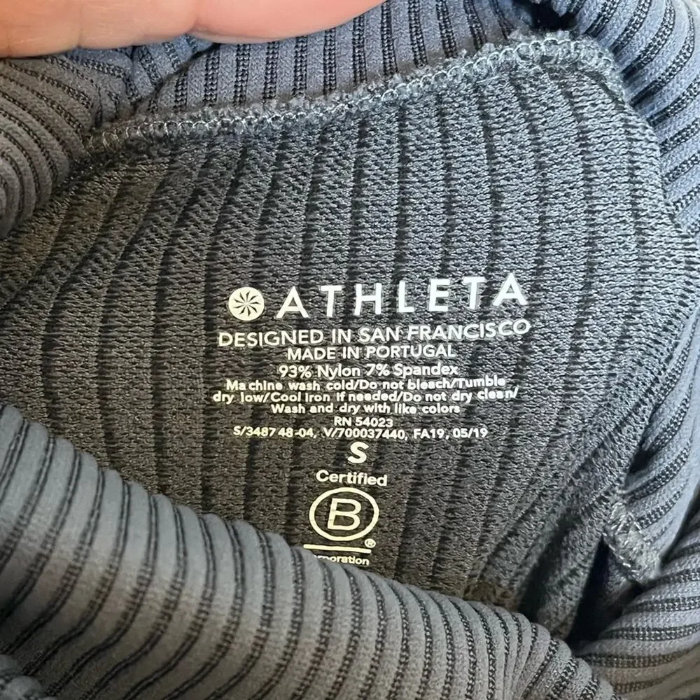 ATHLETA gray ribbed & dot texture turtleneck stretchy fit size small - Picture 5 of 5